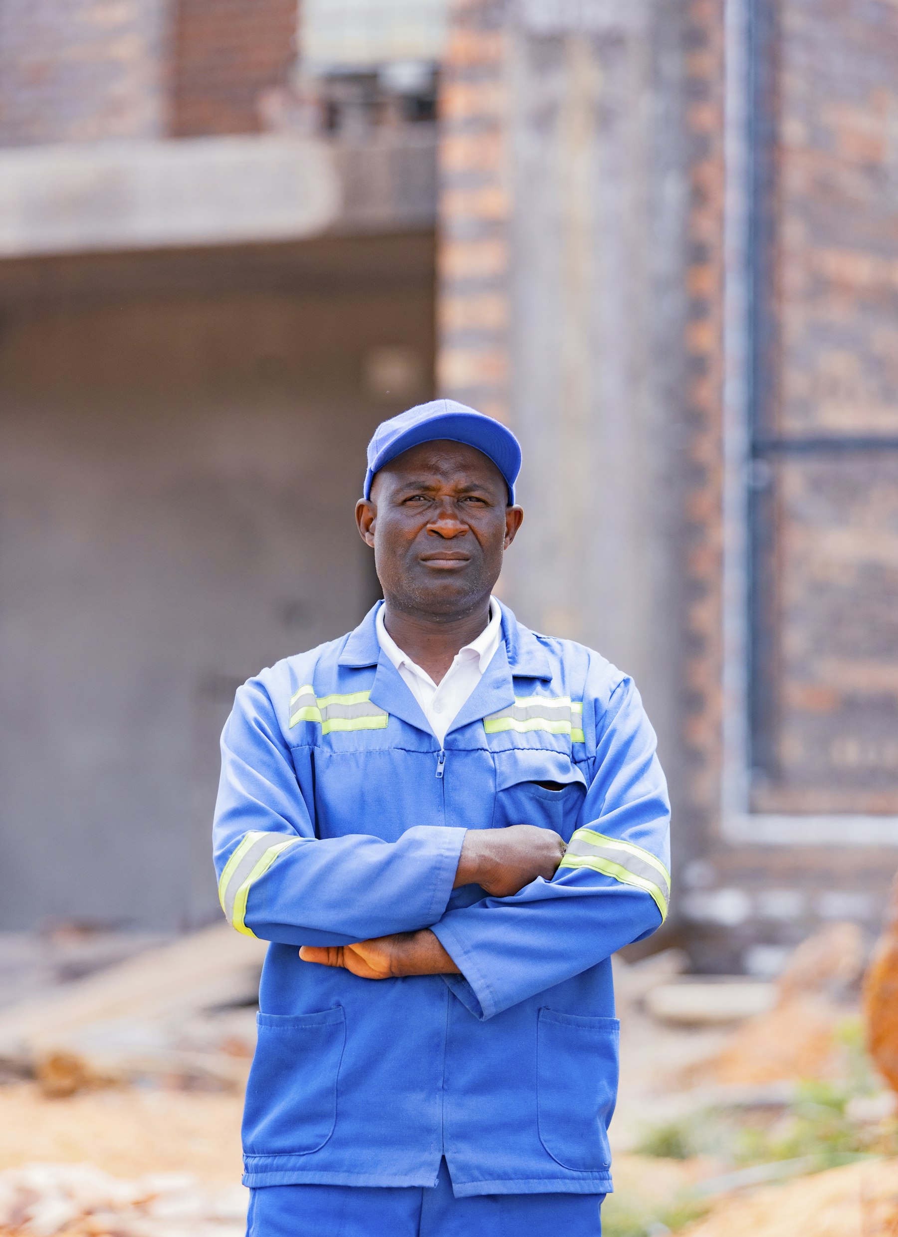 Tradesman standing on a work site