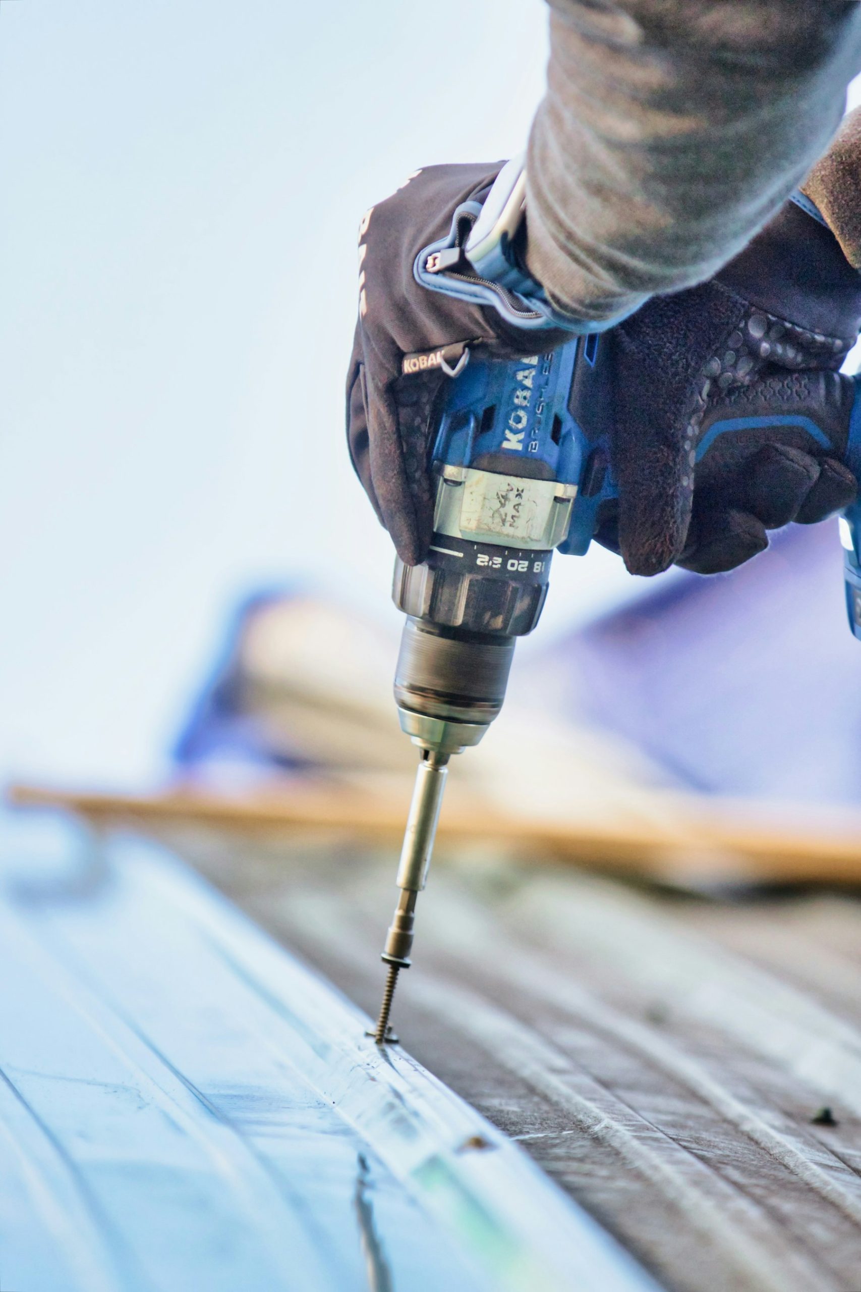 Cordless drill on a work bench