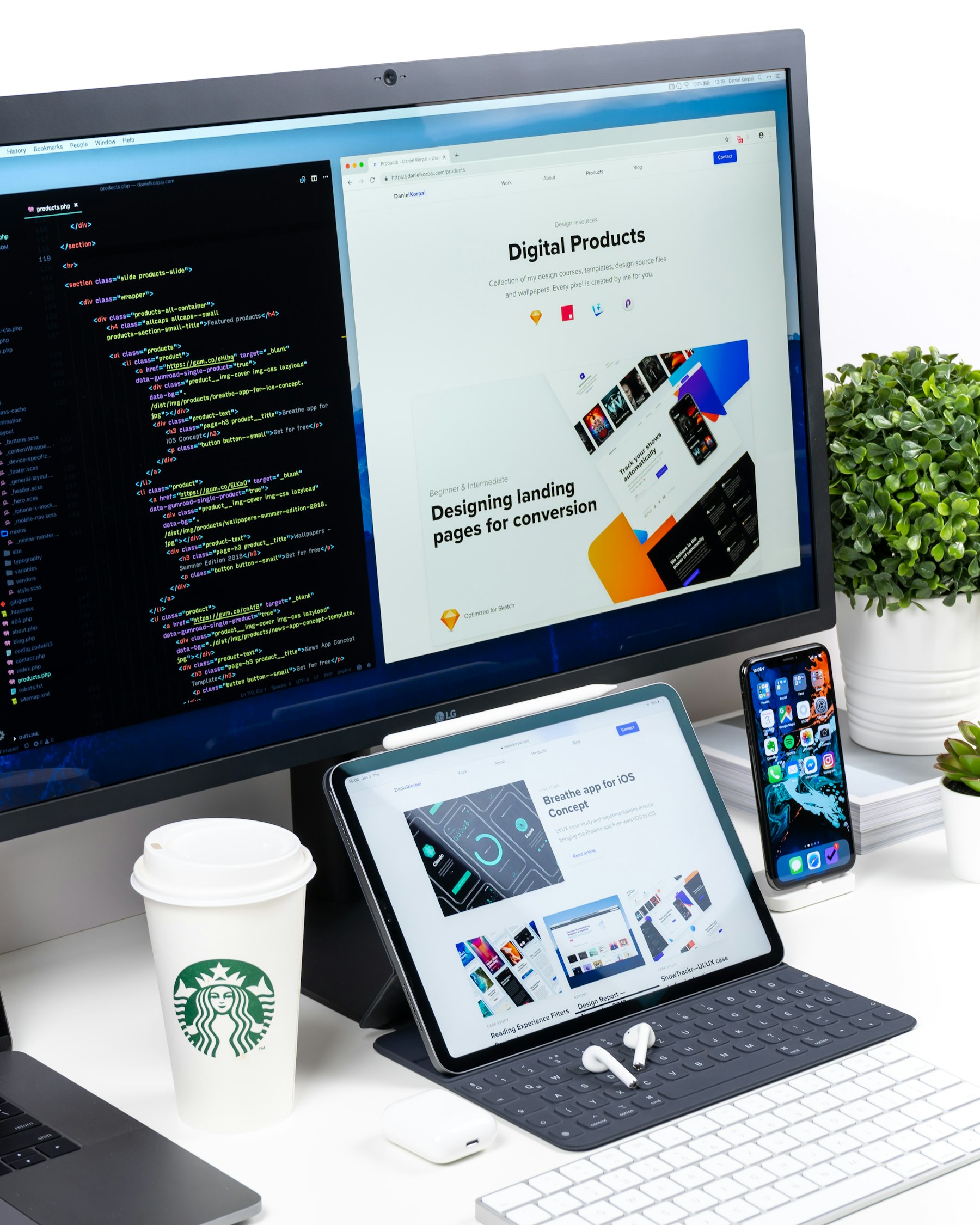 Computer monitor displaying online ads and products